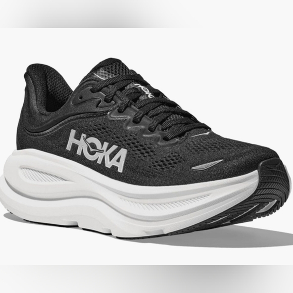 HOKA BONDI 9 Black And White Running Shoes Mens Size 9D (Standard Fit) Brand New - Picture 4 of 10